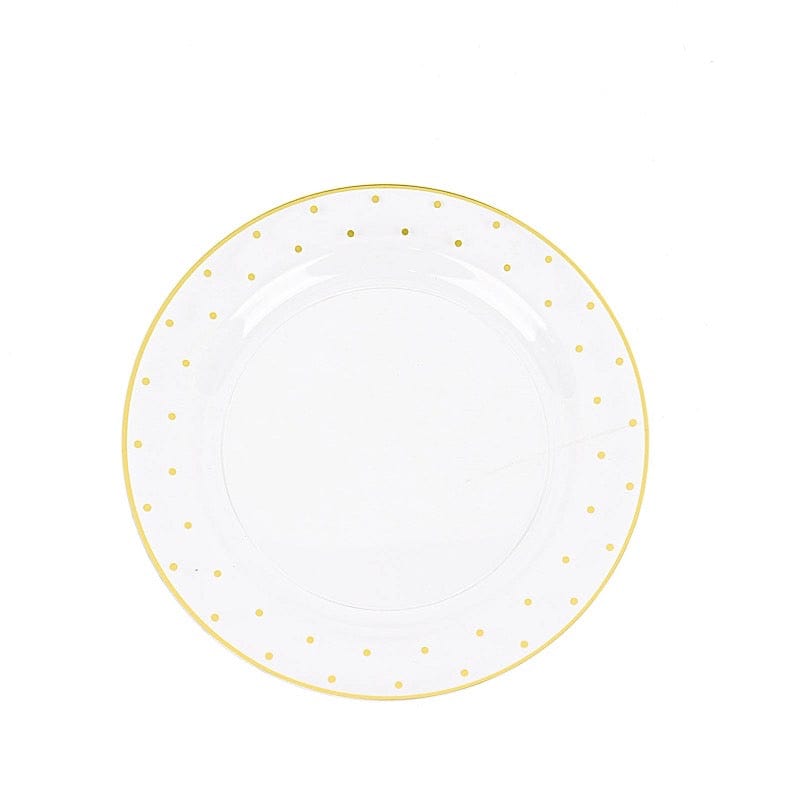 10 Round Plastic Salad Plates with Dotted Rim - Disposable Tableware