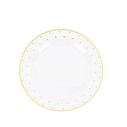 10 Round Plastic Salad Plates with Dotted Rim - Disposable Tableware