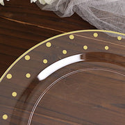 10 Round Plastic Salad Plates with Dotted Rim - Disposable Tableware