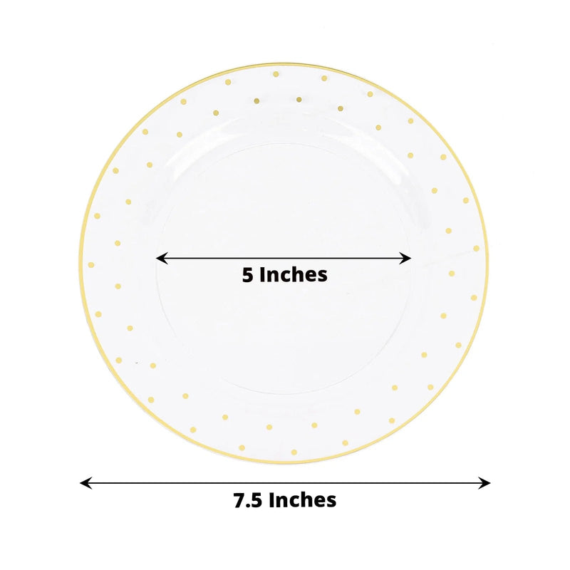 10 Round Plastic Salad Plates with Dotted Rim - Disposable Tableware