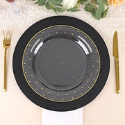10 Round Plastic Salad Plates with Dotted Rim - Disposable Tableware