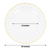 10 Round Plastic Salad Plates with Dotted Rim - Disposable Tableware