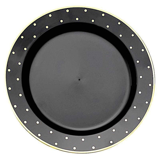 10 Round Plastic Salad Plates with Dotted Rim - Disposable Tableware DSP_PLR0013_10_BKGD