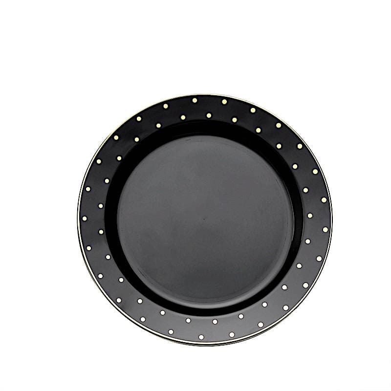 10 Round 10" Plastic Plates with Dotted Rim - Disposable Tableware