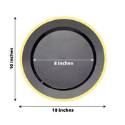 10 Round Plastic Salad Plates with Gold Rim - Disposable Tableware