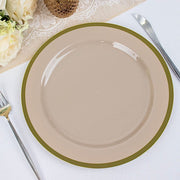 10 Round Plastic Salad Plates with Gold Rim - Disposable Tableware