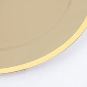 10 Round Plastic Salad Plates with Gold Rim - Disposable Tableware