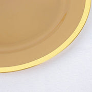 10 Round Plastic Salad Plates with Gold Rim - Disposable Tableware