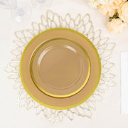 10 Round Plastic Salad Plates with Gold Rim - Disposable Tableware