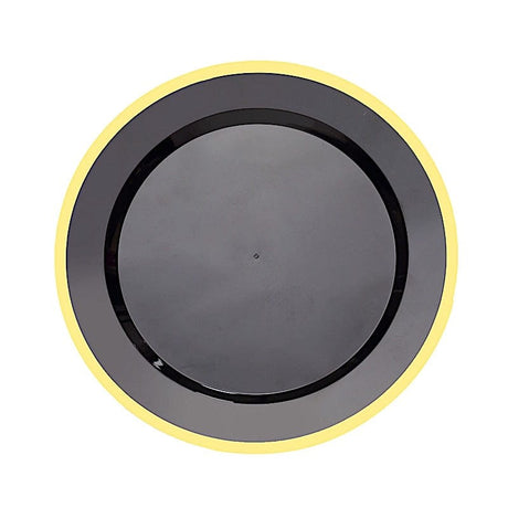 10 Round Plastic Salad Plates with Gold Rim - Disposable Tableware DSP_PLR0012_10_BKGD