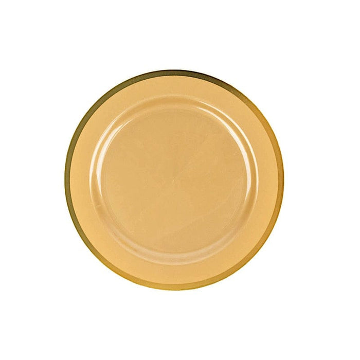 10 Round Plastic Salad Plates with Gold Rim - Disposable Tableware DSP_PLR0012_10_GDGD