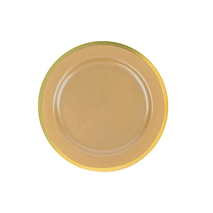 10 Round Plastic Salad Plates with Gold Rim - Disposable Tableware DSP_PLR0012_7_GDGD