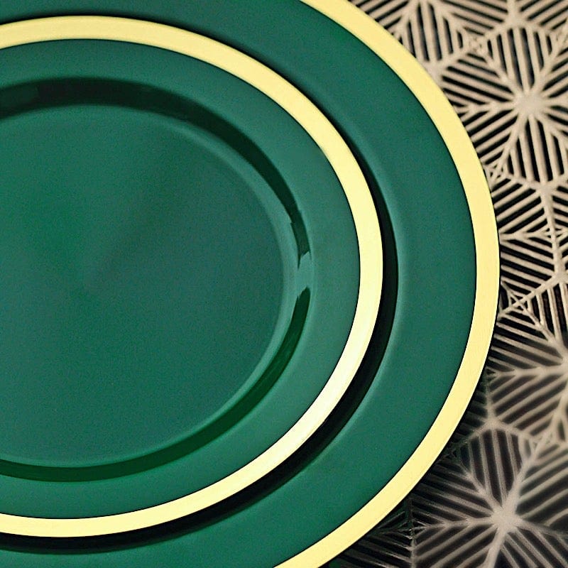 10 Round Plastic Salad Plates with Rim - Disposable Tableware