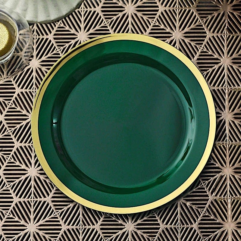 10 Round Plastic Salad Plates with Rim - Disposable Tableware