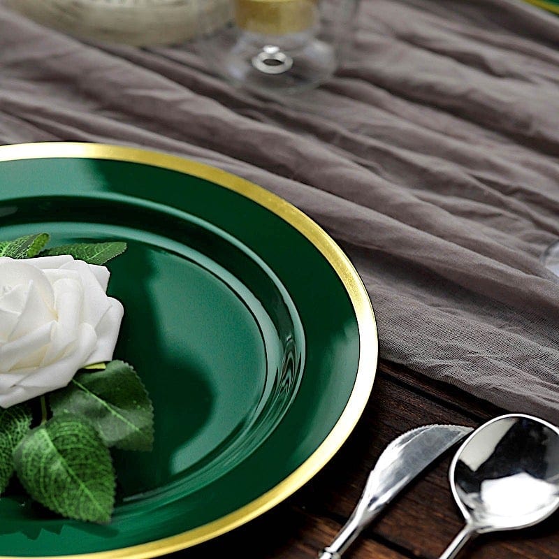 10 Round Plastic Salad Plates with Rim - Disposable Tableware