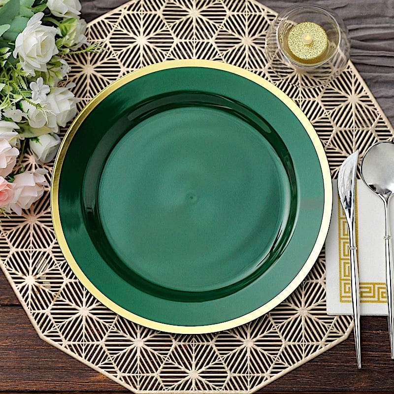 10 Round Plastic Salad Plates with Rim - Disposable Tableware