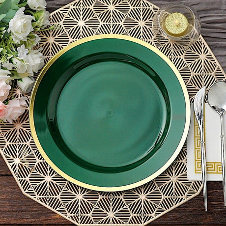 10 Round Plastic Salad Plates with Rim - Disposable Tableware