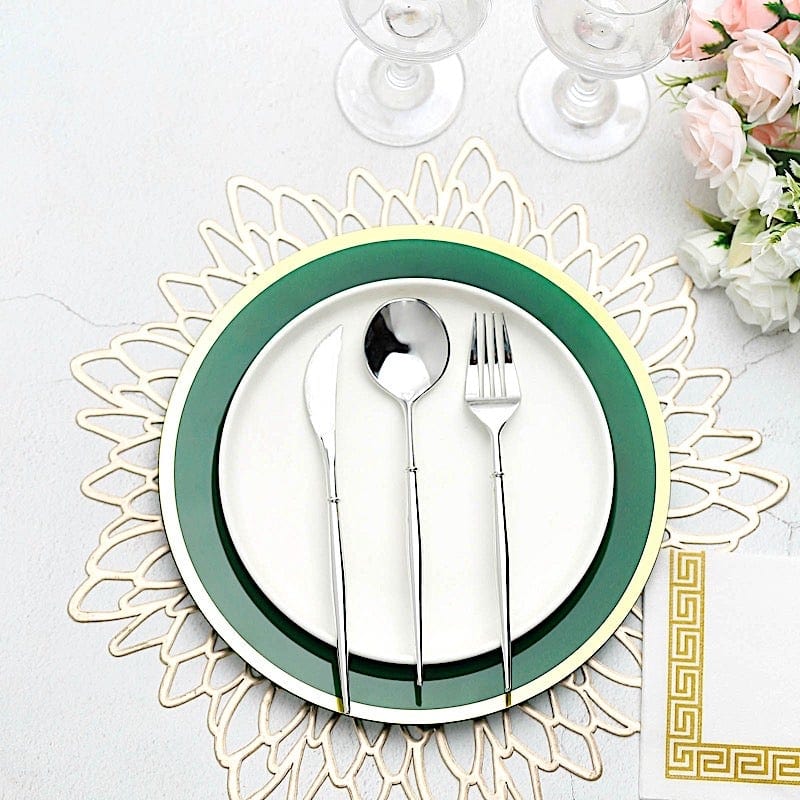10 Round Plastic Salad Plates with Rim - Disposable Tableware