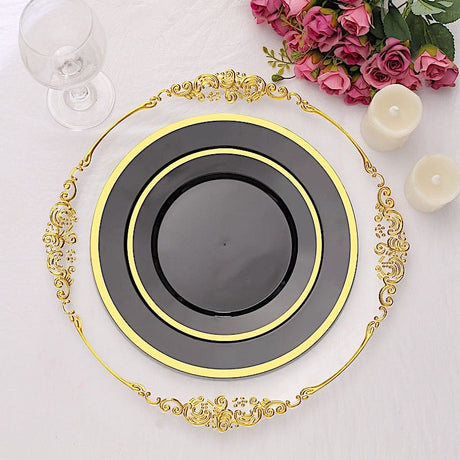 10 Round Plastic Salad Plates with Rim - Disposable Tableware