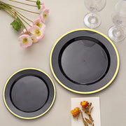 10 Round Plastic Salad Plates with Rim - Disposable Tableware