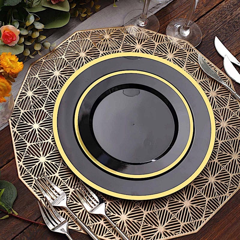 10 Round Plastic Salad Plates with Rim - Disposable Tableware