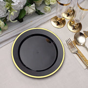 10 Round Plastic Salad Plates with Rim - Disposable Tableware