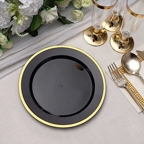 10 Round Plastic Salad Plates with Rim - Disposable Tableware