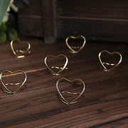 10 Sign Holders 1" Heart Metal Place Card Table Number Stands - Gold CARD_MET_003_1_GOLD