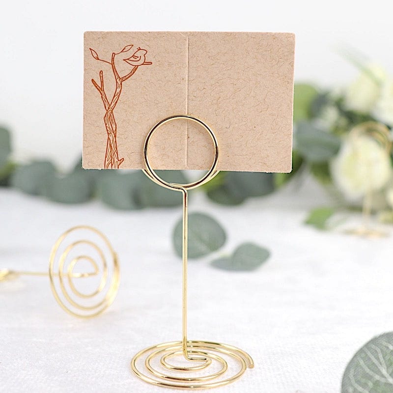 10 Sign Holders 3.5" Circle Place Card Clips Metal Table Number Stands - Gold CARD_MET_005_3_GOLD