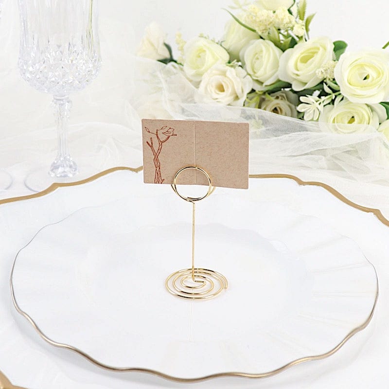 10 Sign Holders 3.5" Circle Place Card Clips Metal Table Number Stands - Gold CARD_MET_005_3_GOLD