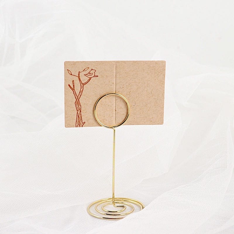 10 Sign Holders 3.5" Circle Place Card Clips Metal Table Number Stands - Gold CARD_MET_005_3_GOLD