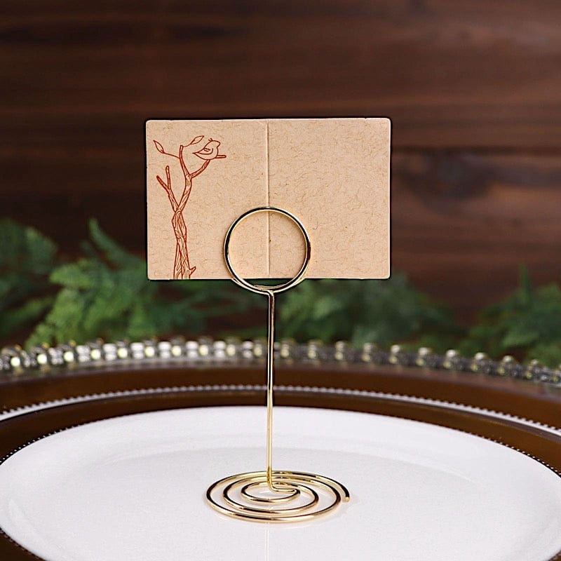 10 Sign Holders 3.5" Circle Place Card Clips Metal Table Number Stands - Gold CARD_MET_005_3_GOLD
