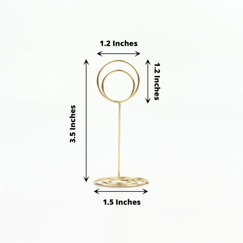 10 Sign Holders 3.5" Circle Place Card Clips Metal Table Number Stands - Gold CARD_MET_005_3_GOLD