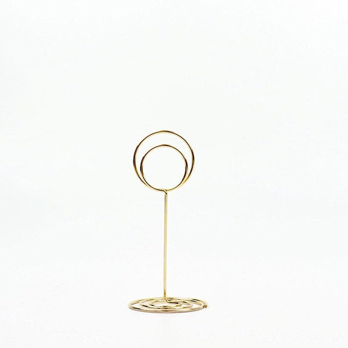 10 Sign Holders 3.5" Circle Place Card Clips Metal Table Number Stands - Gold CARD_MET_005_3_GOLD