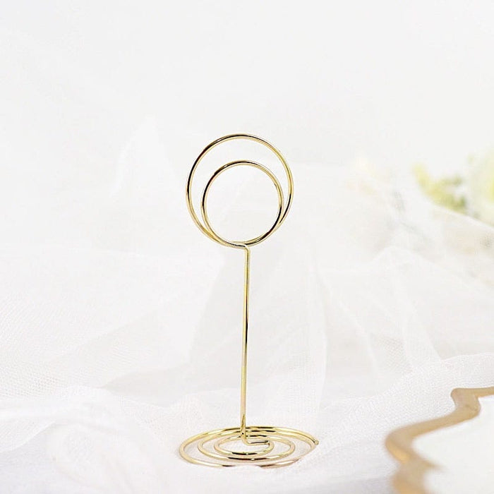 10 Sign Holders 3.5" Circle Place Card Clips Metal Table Number Stands - Gold CARD_MET_005_3_GOLD