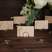 10 Sign Holders 3.5" Circle Place Card Clips Metal Table Number Stands - Gold CARD_MET_005_3_GOLD