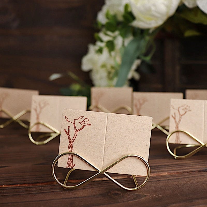 10 Sign Holders 3" Infinity Metal Place Card Table Number Stands - Gold CARD_MET_002_1_GOLD