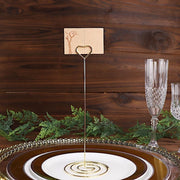 10 Sign Holders 8" Heart Place Card Clips Metal Table Number Stands - Gold CARD_MET_004_8_GOLD