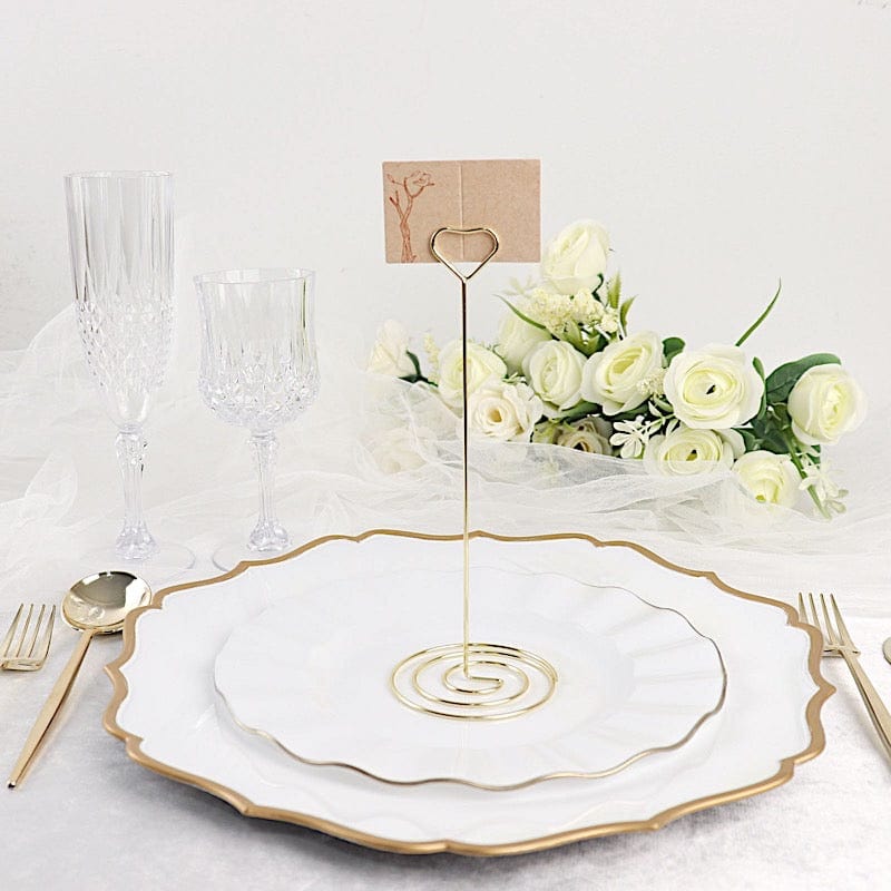 10 Sign Holders 8" Heart Place Card Clips Metal Table Number Stands - Gold CARD_MET_004_8_GOLD