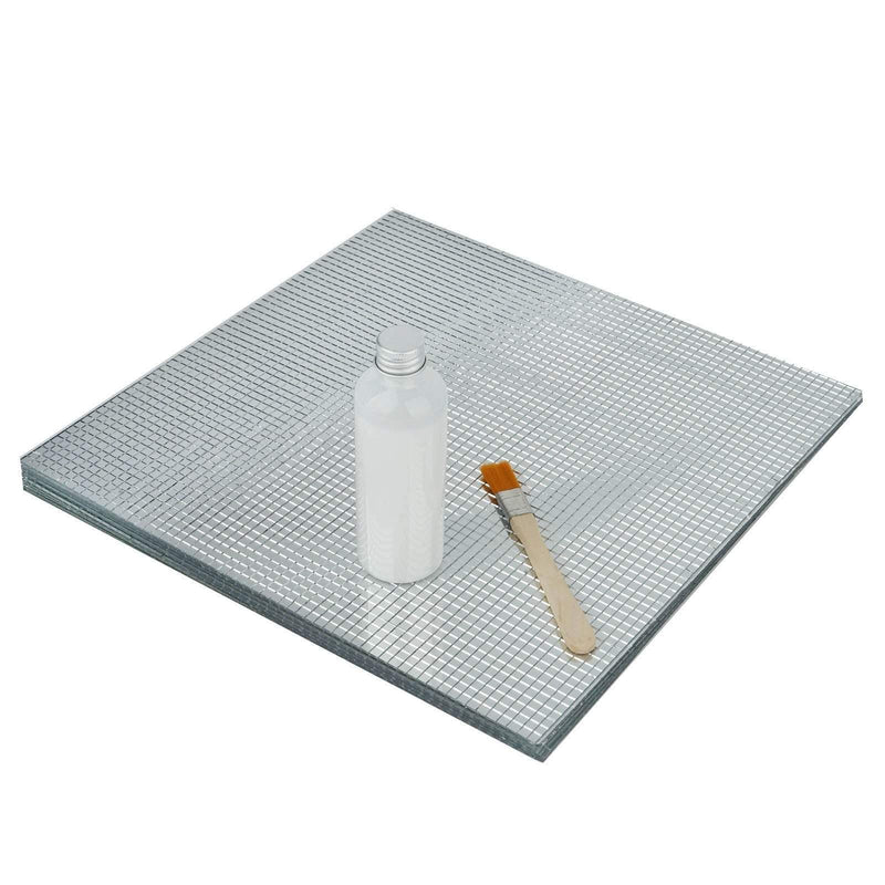 10 sq ft Mirrored Mosaic Tiles Backdrop Wall Panels - Silver WLL_MIRR01_SILV