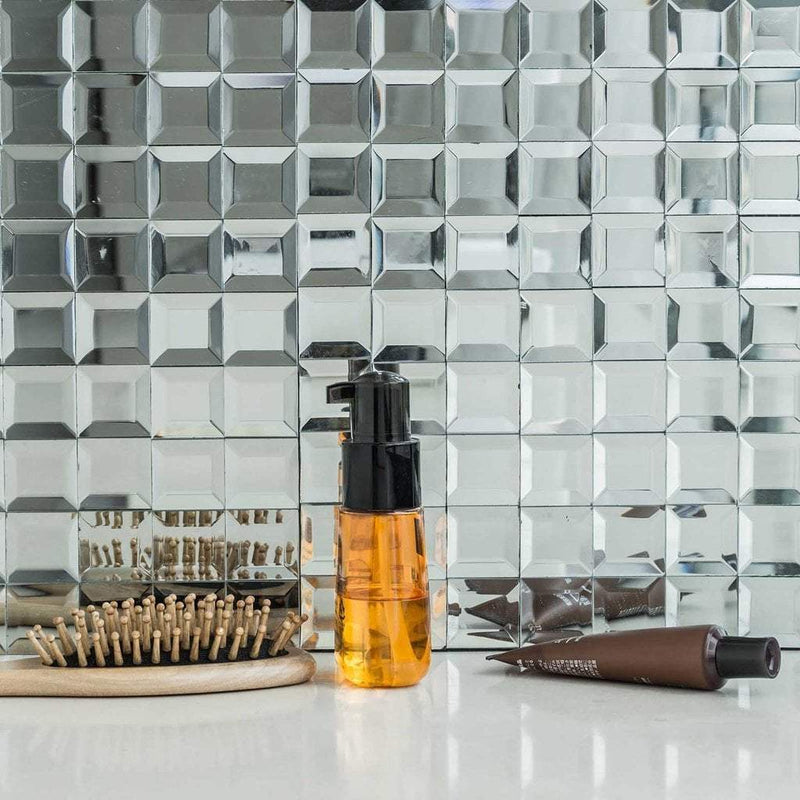 10 sq ft Mirrored Mosaic Tiles Peel and Stick Wall Panels WLL_MIRR02_SILV