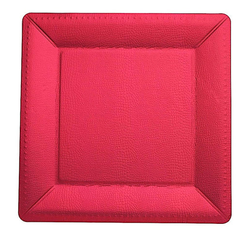 10 Square 13" Disposable Paper Charger Plates with Leathery Textured Design