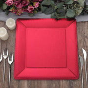 10 Square 13" Disposable Paper Charger Plates with Leathery Textured Design