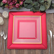 10 Square 13" Disposable Paper Charger Plates with Leathery Textured Design