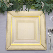 10 Square 13" Disposable Paper Charger Plates with Leathery Textured Design