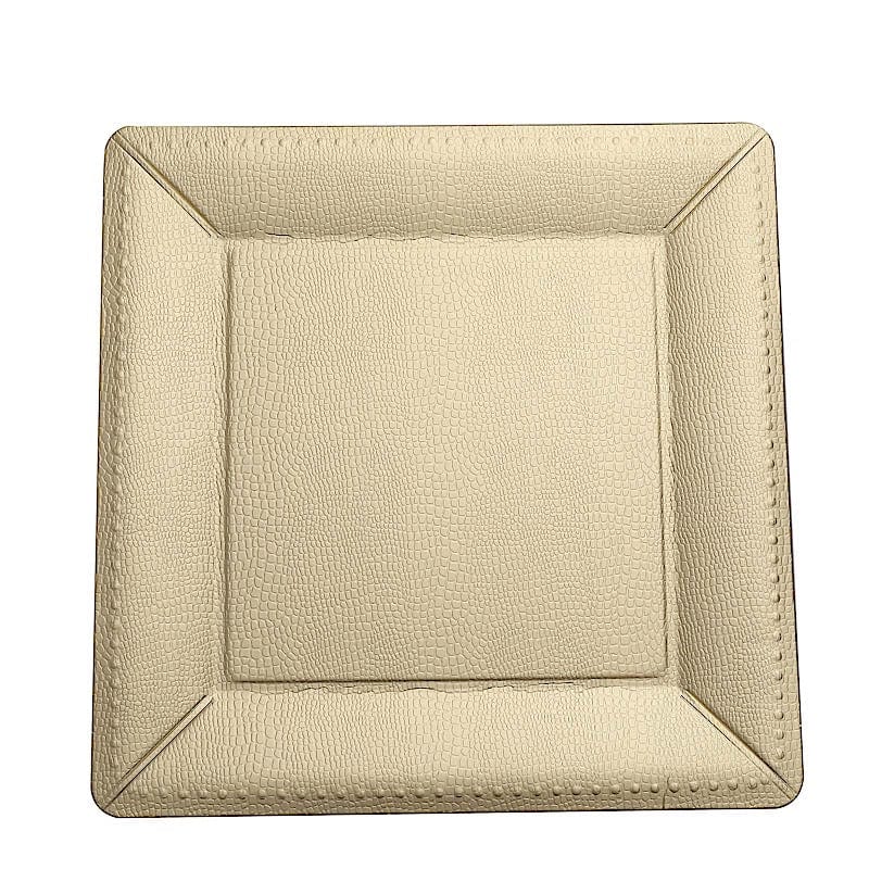 10 Square 13" Disposable Paper Charger Plates with Leathery Textured Design