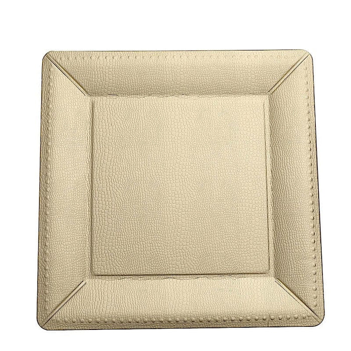 10 Square 13" Disposable Paper Charger Plates with Leathery Textured Design