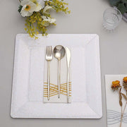 10 Square 13" Disposable Paper Charger Plates with Leathery Textured Design