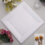 10 Square 13" Disposable Paper Charger Plates with Leathery Textured Design