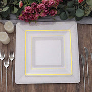 10 Square 13" Disposable Paper Charger Plates with Leathery Textured Design